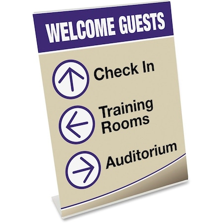 Deflecto Stand Up Sign Holder, Side Load, Portrait, 8-1/2"x11", Clear DEF69701